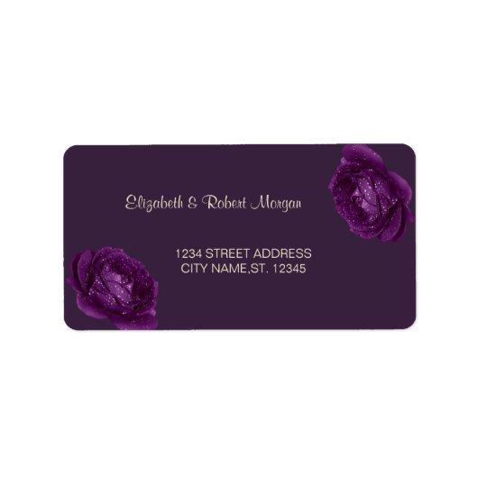 Elegant Chic Paarse Rozen Weddenschap Label (Voorkant)