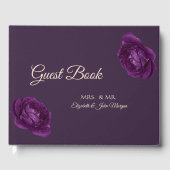 Elegant Chic Paarse Rozen Wedding Gastenboek (Voorkant)