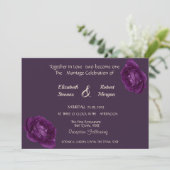 Elegant Chic Paarse Rozen Wedding Uitnodiging (Staand voorkant)