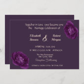 Elegant Chic Paarse Rozen Wedding Uitnodiging (Voorkant / Achterkant)