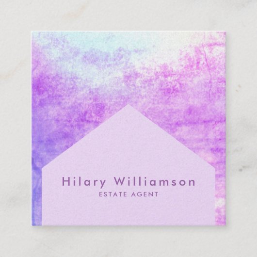 Elegant Chic Pastel Paars Lila Estate Agent Vierkante Visitekaartje (Voorkant)