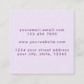 Elegant Chic Pastel Paars Lila Estate Agent Vierkante Visitekaartje (Achterkant)