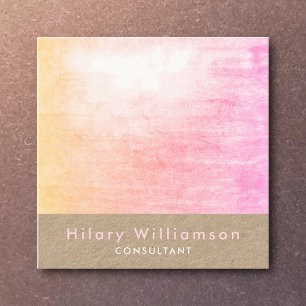 Elegant Chic Pastel Peach Pink Grunge Kraft Vierkante Visitekaartje