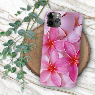 Elegant Chic Pastel Pink Hawaiian Plumeria Flowers iPhone 15 Pro Max Hoesje