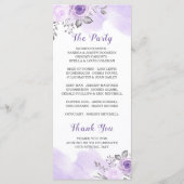 Elegant Chic Pastel Purple Flowers Wedding Program Programmakaart (Achterkant)