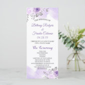 Elegant Chic Pastel Purple Flowers Wedding Program Programmakaart (Staand voorkant)