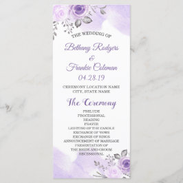 Elegant Chic Pastel Purple Flowers Wedding Program Programmakaart