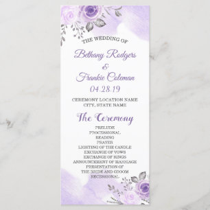 Elegant Chic Pastel Purple Flowers Wedding Program Programmakaart