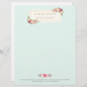 Elegant Chic Pastel Waterverf Floral Boutique Briefhoofd (Voorkant / Achterkant)