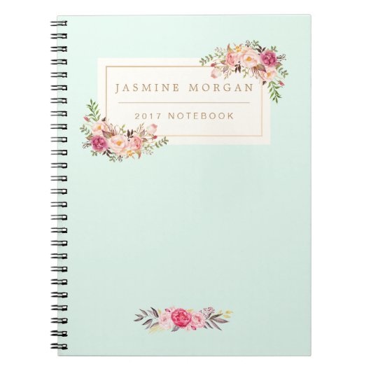 Elegant Chic Pastel Waterverf Floral Boutique Notitieboek (Voorkant)