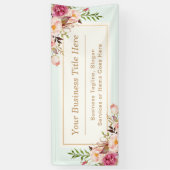 Elegant Chic Pastel Waterverf Floral Business Spandoek (Verticaal)