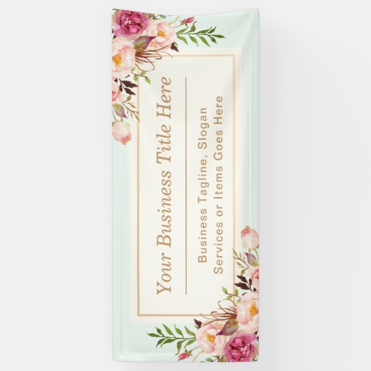 Elegant Chic Pastel Waterverf Floral Business Spandoek (Verticaal)