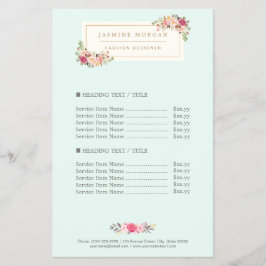 Elegant Chic Pastel Waterverf Floral Price Flyer