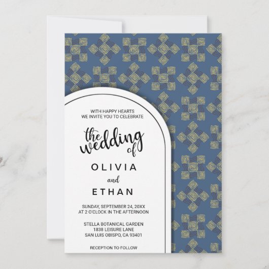 Elegant chic Patroon Rustic Wedding Uitnodiging (Voorkant)