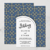 Elegant chic Patroon Rustic Wedding Uitnodiging (Voorkant / Achterkant)