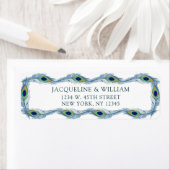 Elegant Chic Peacock Waterverf retouradres Etiket (Insitu)