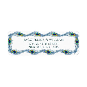 Elegant Chic Peacock Waterverf retouradres Etiket