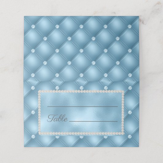 Elegant Chic Pearls Baby Blue Plaatskaartje (Buitenkant ongevouwen)