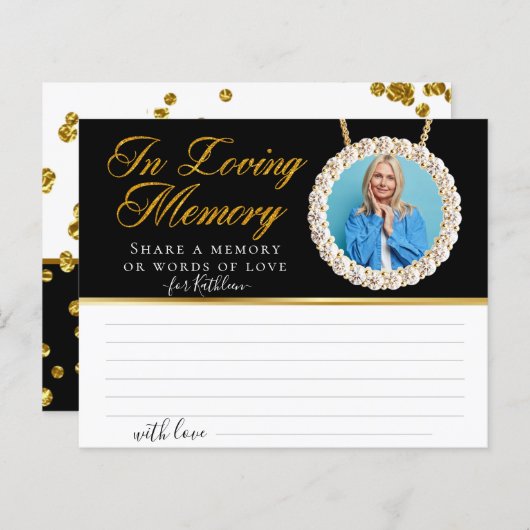 Elegant Chic Photo Share a Memory Funeral Kaart (Voorkant / Achterkant)