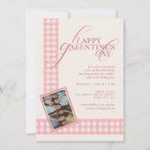 Elegant Chic Pink Check Typography Galentines Day Kaart (Voorkant)