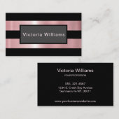 Elegant Chic Pink en Black Shimmer Folie Visitekaartje (Voorkant / Achterkant)