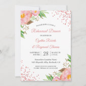 Elegant Chic Pink Floral Confetti Rehearsal Dinner Kaart (Voorkant)