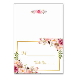 Elegant Chic Pink Floral Escort Wedding Place Kaart