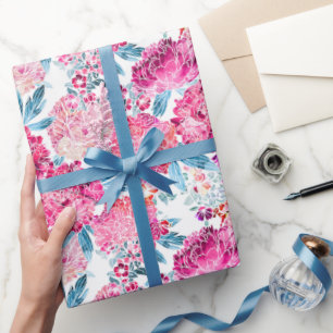 Elegant Chic Pink Floral Pattern Gift Cadeaupapier