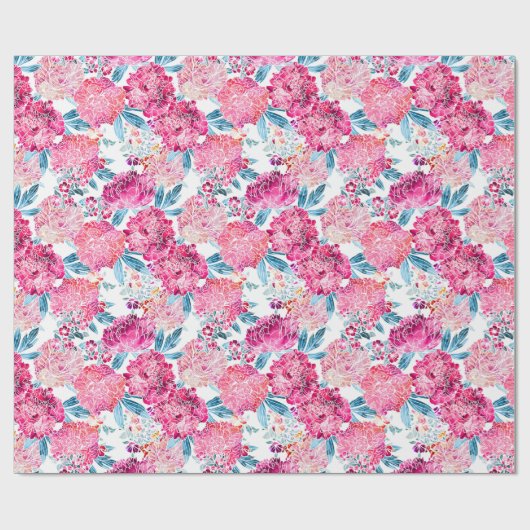 Elegant Chic Pink Floral Pattern Gift Cadeaupapier (Vlak)