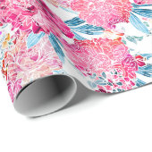 Elegant Chic Pink Floral Pattern Gift Cadeaupapier (Rol Hoek)