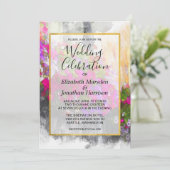 Elegant Chic Pink Florals Waterverf Weddenschap Kaart (Staand voorkant)