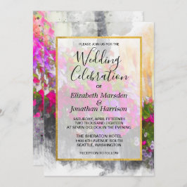 Elegant Chic Pink Florals Waterverf Weddenschap Kaart