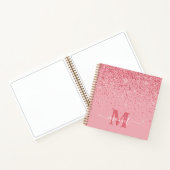 Elegant Chic Pink Glitter Glam Monogram Naam Notitieboek (Binnen)