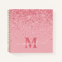 Elegant Chic Pink Glitter Glam Monogram Naam