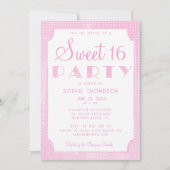 Elegant Chic Pink Glitter Sequins Sweet 16 Party Kaart (Voorkant)