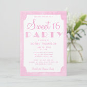 Elegant Chic Pink Glitter Sequins Sweet 16 Party Kaart (Staand voorkant)