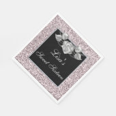 Elegant Chic Pink Glitter Silver Roos Sweet 16 Servet (Hoek)