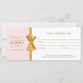 Elegant Chic Pink & Gold Business Gift Certificate (Voorkant)