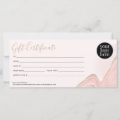 Elegant Chic Pink Gold Marble Agate Certificate (Achterkant)