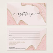 Elegant Chic Pink Gold Marble Agate Gift Kaart (Voorkant /achterkant)