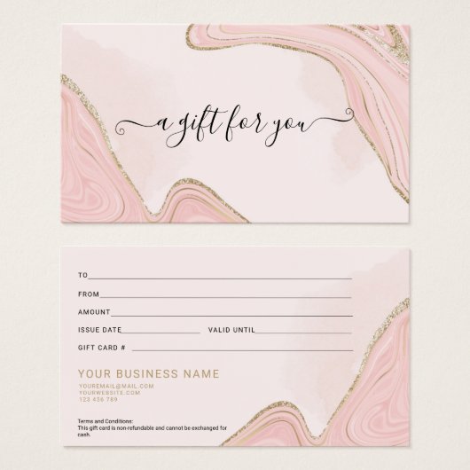 Elegant Chic Pink Gold Marble Agate Gift Kaart (Voorkant /achterkant)