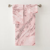 Elegant chic pink gray silver marble bad handdoek (Insitu)