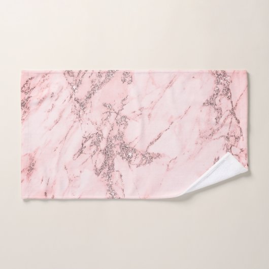 Elegant chic pink gray silver marble bad handdoek (Handdoek)