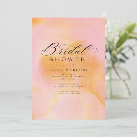 Elegant Chic Pink Oranje Calligraphy Vrijgezellenf Kaart (Staand voorkant)