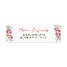 Elegant Chic Pink Paars Floral Waterverf Script