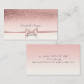 Elegant Chic Pink Ribbon Bow, Glitter Bokeh Visitekaartje (Voorkant / Achterkant)