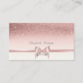 Elegant Chic Pink Ribbon Bow, Glitter Bokeh Visitekaartje (Voorkant)