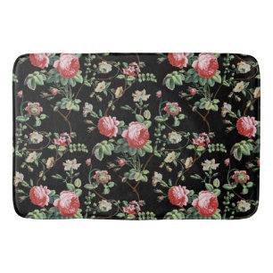 Elegant Chic Pink Rose Floral Bath Mat