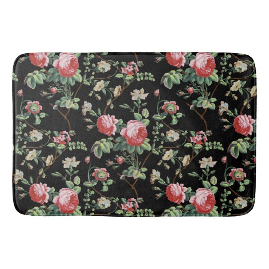 Elegant Chic  Pink Rose Floral Bath Mat (Voorkant)