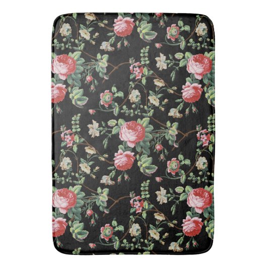 Elegant Chic  Pink Rose Floral Bath Mat (Voorkant Verticaal)